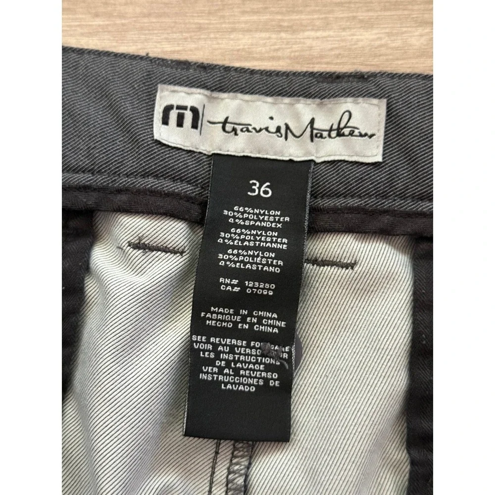 TravisMathew Men Chino Pants 36 Dark Grey Stretch Golf Performance Techwear Prep